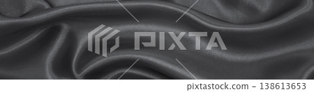Smooth elegant dark grey silk or satin luxury cloth texture as abstract background. Luxurious background design Smooth elegant dark grey silk or satin luxury cloth texture as abstract background. Luxurious background design 138613653