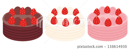 一組三個完整的蛋糕，適合生日和週年紀念。 138614930