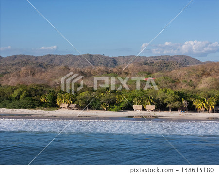 Coastal view with beach huts and trees in Nicaragua during daytime Coastal view with beach huts and trees in Nicaragua during daytime 138615180