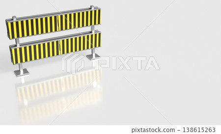 Yellow Black Metal Road Safety Barrier Sign 3d render. 138615263