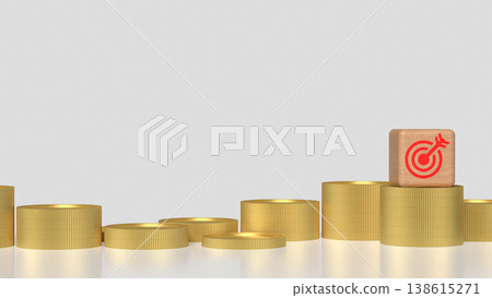 Financial Target Goal Concept with Coins Stack Investment Strategy 3d render. 138615271