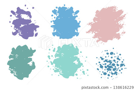 Set of 6 colored abstract blots vector illustration Set of 6 colored abstract blots vector illustration 138616229