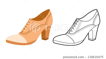 Oxford pump women beige heel flat plus line set. Lace up brogue inspired dress footwear for workday conference wardrobe, 138616475