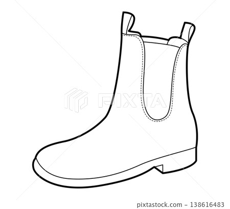Chelsea boot women single line. Classic pull on ankle boot for office commute and weekend walk. Technical fashion  138616483