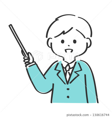 Illustration of a businessman holding a pointer stick. Illustration of a businessman holding a pointer stick. 138616744