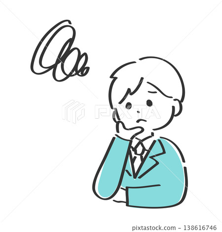 A businessman with his hand on his chin, deep in thought. 138616746