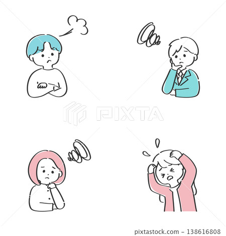 一組描繪人們憂慮的插圖 | 簡潔易用的插圖 138616808
