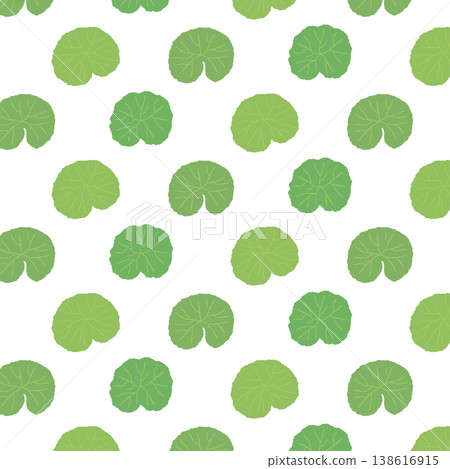 A seamless overhead background illustration featuring scattered round leaves of Centella asiatica. A seamless overhead background illustration featuring scattered round leaves of Centella asiatica. 138616915