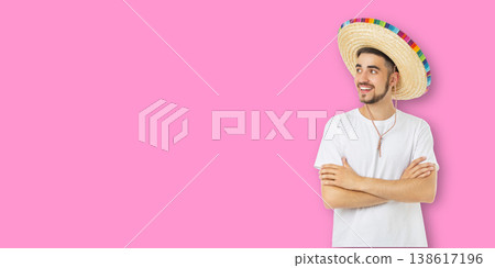 Man enjoys Cinco de Mayo in a fun and colorful way Man enjoys Cinco de Mayo in a fun and colorful way 138617196