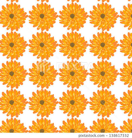 A seamless overhead pattern background covered with large calendula flowers. A seamless overhead pattern background covered with large calendula flowers. 138617332