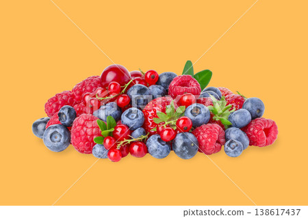 A group of mixed berries placed together in one spot 138617437
