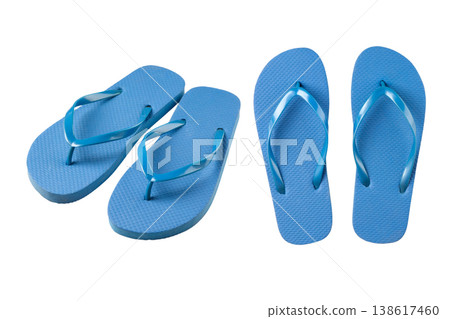 Blue flip flops side by side ready for summer fun, PNG Blue flip flops side by side ready for summer fun, PNG 138617460