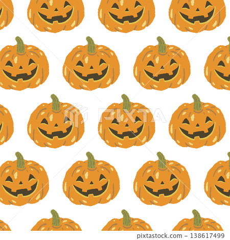 Large Jack-o'-lantern (Halloween pumpkin) seamless pattern background Large Jack-o'-lantern (Halloween pumpkin) seamless pattern background 138617499