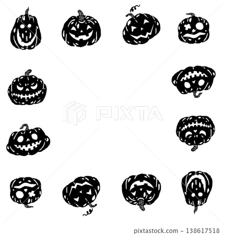 單色方形相框材質，飾有萬聖節南瓜燈圖案。 138617518