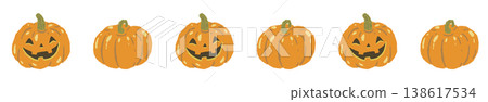 Cute Jack-o'-lantern line decoration/decorative border illustration material Cute Jack-o'-lantern line decoration/decorative border illustration material 138617534