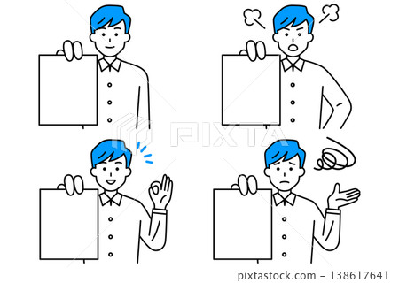 A young man showing documents (set) 138617641