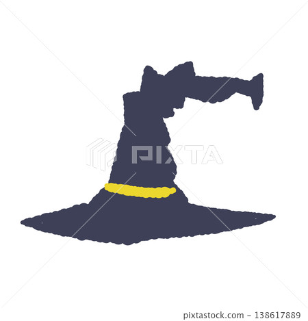 Hand-drawn illustration of a navy blue Halloween witch's hat (single item) Hand-drawn illustration of a navy blue Halloween witch's hat (single item) 138617889