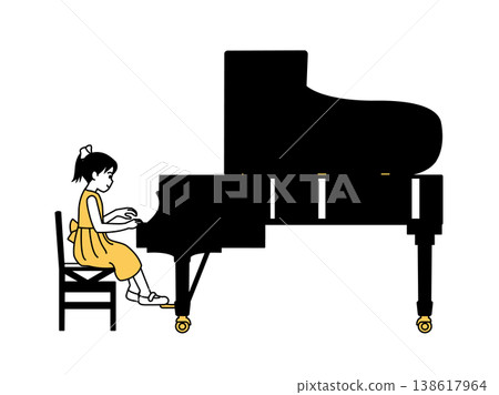 An illustration of a girl performing at a piano recital. An illustration of a girl performing at a piano recital. 138617964