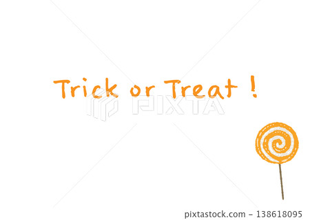 Orange lollipop and trick-or-treat horizontal greeting card Orange lollipop and trick-or-treat horizontal greeting card 138618095
