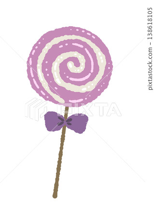 一幅粉紅色、帶有螺旋紋路和絲帶的棒棒糖插圖。 一幅粉紅色、帶有螺旋紋路和絲帶的棒棒糖插圖。 138618105