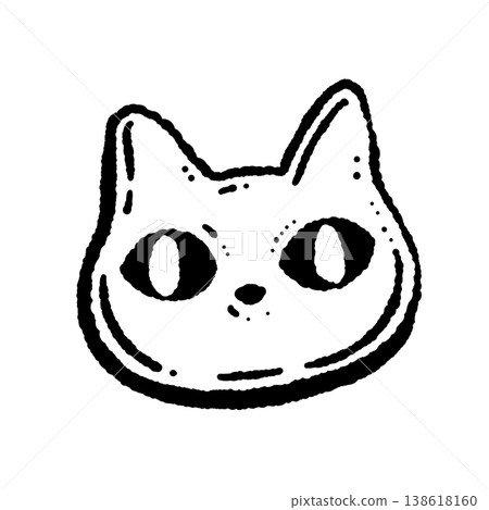 可愛的手繪風格單色糖霜餅乾貓臉插畫（單幅插畫素材） 138618160