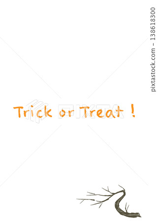 Vertical Halloween message card design featuring a twisted dead branch (placed in the bottom right). 138618300