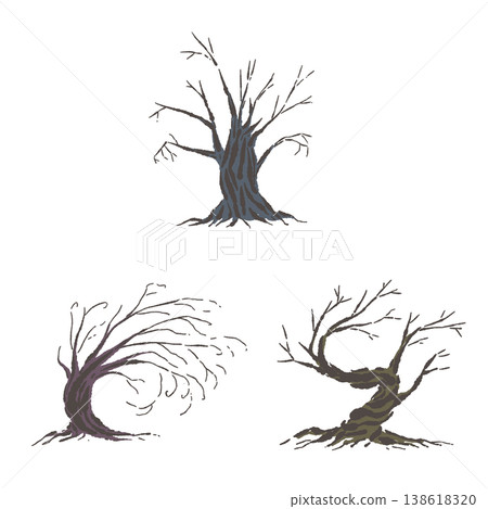Spooky Halloween group of withered trees (3 trees) illustration material Spooky Halloween group of withered trees (3 trees) illustration material 138618320