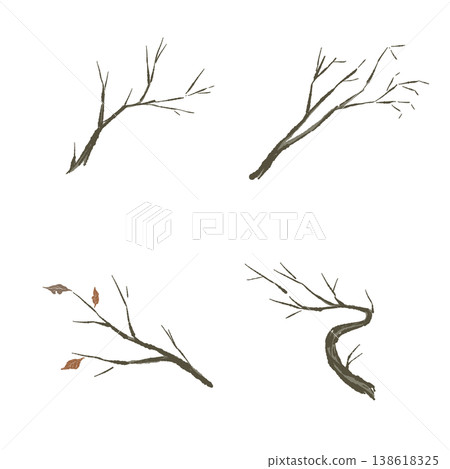 A set of illustrations featuring various shapes of withered branches for Halloween. A set of illustrations featuring various shapes of withered branches for Halloween. 138618325