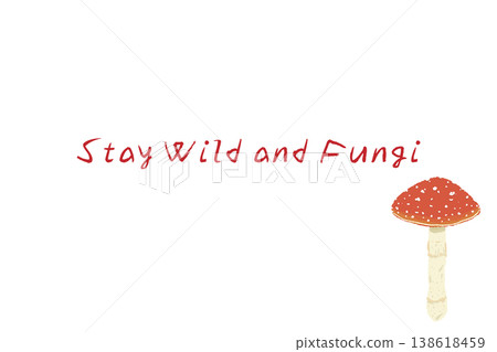 Horizontal menu/card template with a hand-drawn illustration of a fly agaric mushroom. 138618459