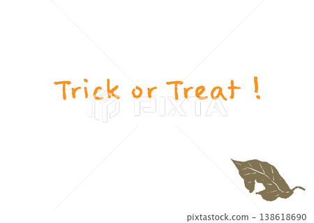 A horizontal Halloween copy space with the words "Trick or Treat" and fallen leaves placed in the corner. A horizontal Halloween copy space with the words "Trick or Treat" and fallen leaves placed in the corner. 138618690