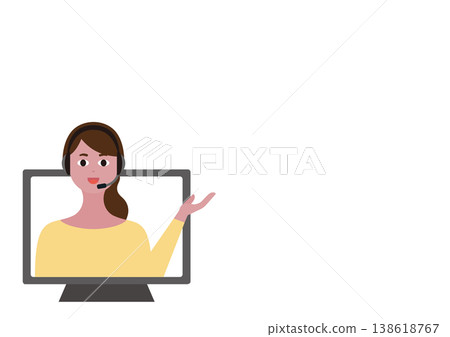 Vector illustration of a female operator (left) giving an explanation. 138618767