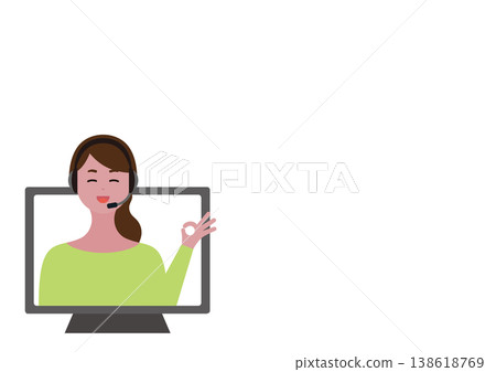 向量圖:一名女操作員(左)面帶微笑地做出「OK」手勢。 向量圖:一名女操作員(左)面帶微笑地做出「OK」手勢。 138618769