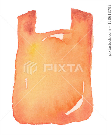 Orange plastic bag (hand-painted watercolor) Orange plastic bag (hand-painted watercolor) 138618792