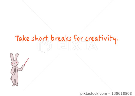 Hand-drawn illustration of a rabbit business character - Sideways message card template with a pointer stick Hand-drawn illustration of a rabbit business character - Sideways message card template with a pointer stick 138618808