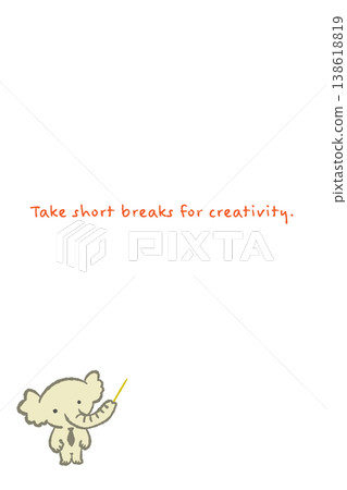 Elephant business character hand-drawn illustration - Vertical message card template with pointer Elephant business character hand-drawn illustration - Vertical message card template with pointer 138618819