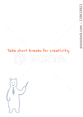 Polar bear business character hand-drawn illustration - Vertical message card template with pointing stick Polar bear business character hand-drawn illustration - Vertical message card template with pointing stick 138618821
