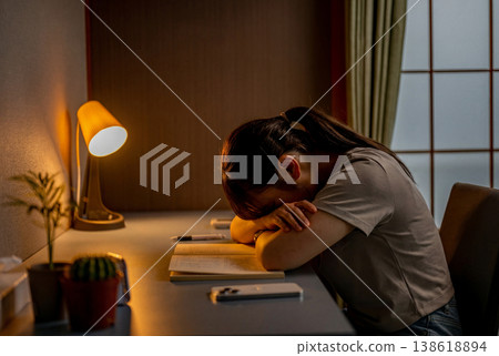 A scene where someone is lying face down, exhausted. 138618894