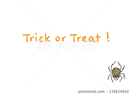 萬聖節「不給糖就搗蛋」賀卡，配有可愛滑稽的蜘蛛圖案（橫版） 138619042