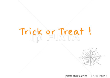 萬聖節「不給糖就搗蛋」字樣，背景中央有一個橫向的蜘蛛網。 138619045