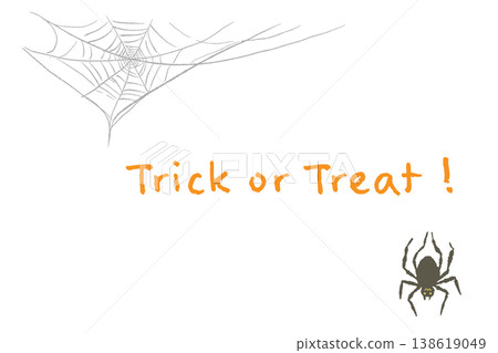 Halloween Trick or Treat lettering and cute, comical spider and web horizontal card Halloween Trick or Treat lettering and cute, comical spider and web horizontal card 138619049