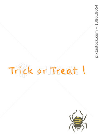 一張豎版明信片,上面寫著“萬聖節不給糖就搗蛋”,還有一隻可愛的小蜘蛛。 一張豎版明信片,上面寫著“萬聖節不給糖就搗蛋”,還有一隻可愛的小蜘蛛。 138619054