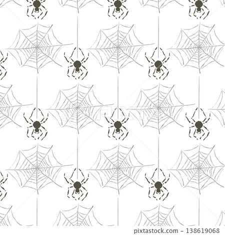 由小蜘蛛和蜘蛛網組成的無縫圖案,非常適合萬聖節。 由小蜘蛛和蜘蛛網組成的無縫圖案,非常適合萬聖節。 138619068