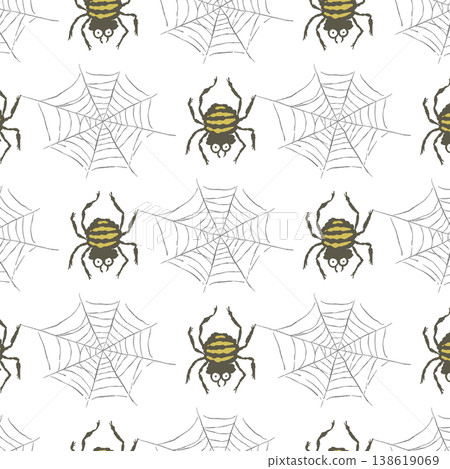 可愛又有趣的無縫蜘蛛和蜘蛛網圖案，非常適合萬聖節。 138619069