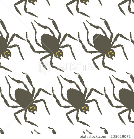 圖案為大而圓的蜘蛛斜向排列，整體無縫印花，非常適合萬聖節。 138619071