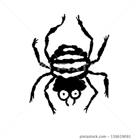 可愛又滑稽的單色蜘蛛剪影插畫，適合萬聖節 138619091