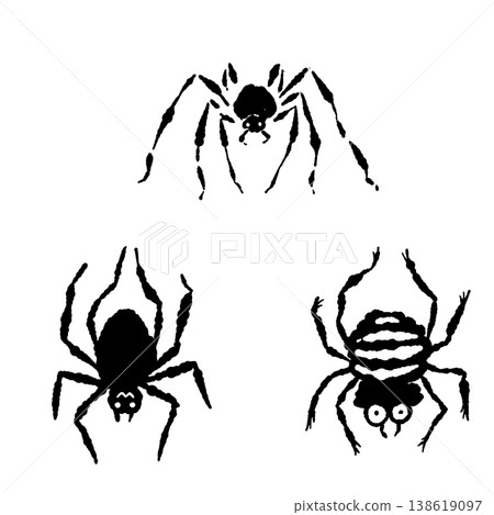 一組三種不同的單色蜘蛛剪影，可用於萬聖節裝飾。 138619097