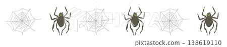 萬聖節主題的分割線，由圓形蜘蛛網和黑色蜘蛛交替組成。 138619110
