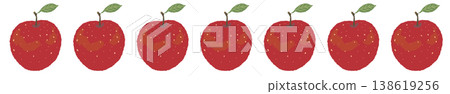 以普通的紅蘋果排列成行的線條裝飾——一種水果裝飾邊框，易於用於日常秋季設計。 138619256