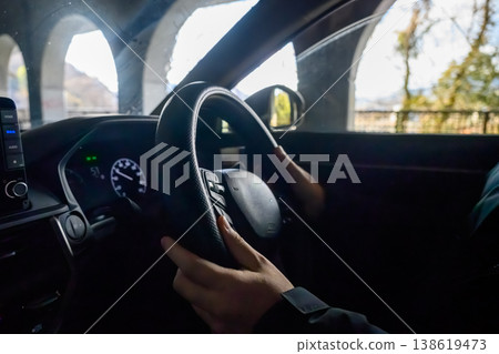 Arch structure from inside the vehicle Arch structure from inside the vehicle 138619473