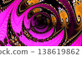 Mesmerizing abstract fractal art featuring a vibrant swirling tunnel or vortex. Intricate patterns in fuchsia, gold, and black create a dynamic and energetic visual experience, perfect for backgrounds 138619862